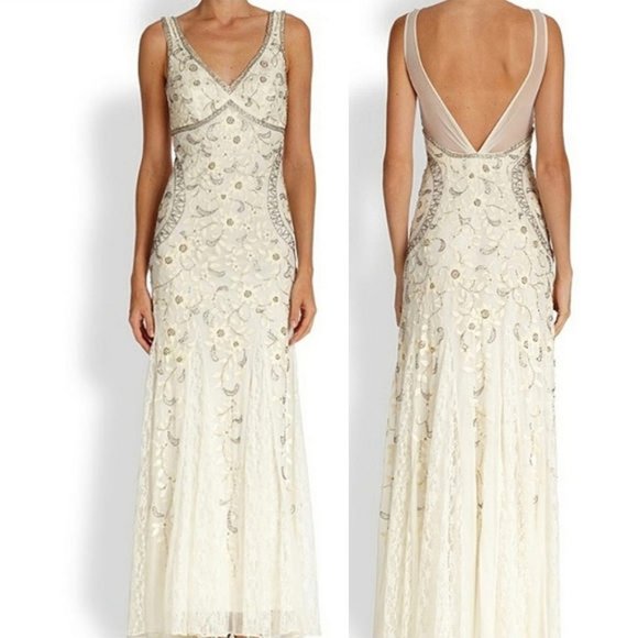 Sue Wong Dresses Sue Wong Nocturne Beaded Sequin Gown Lace Floral